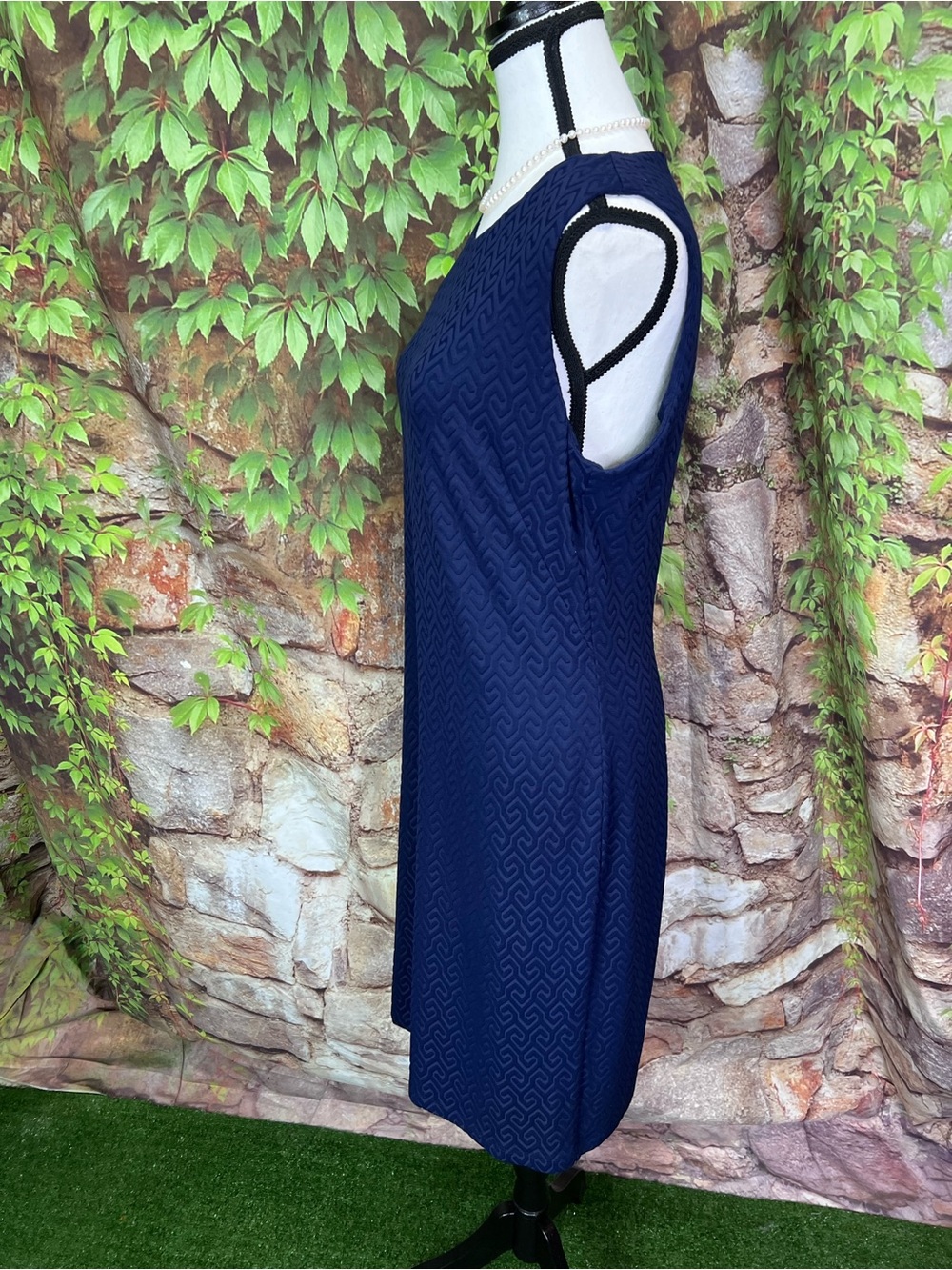 J. MCLAUGHLIN Textured Stretch Preppy Blue Coastal Sheath Dress, M - Picture 5 of 11